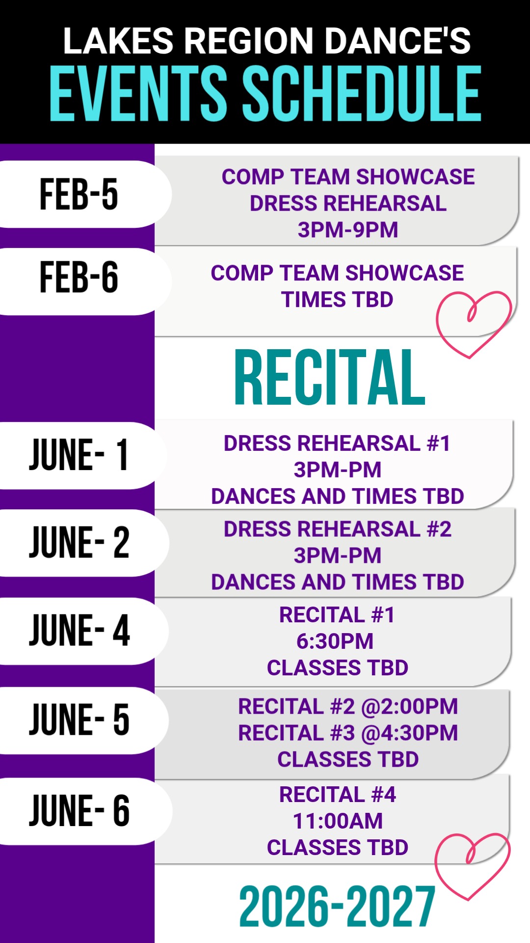 Event Schedule 2026-2027